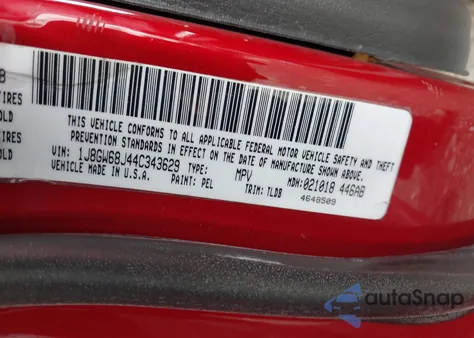 2004 Jeep Grand Cherokee Overland z USA, uszkodzony, nr VIN 1J8GW68J44C343629